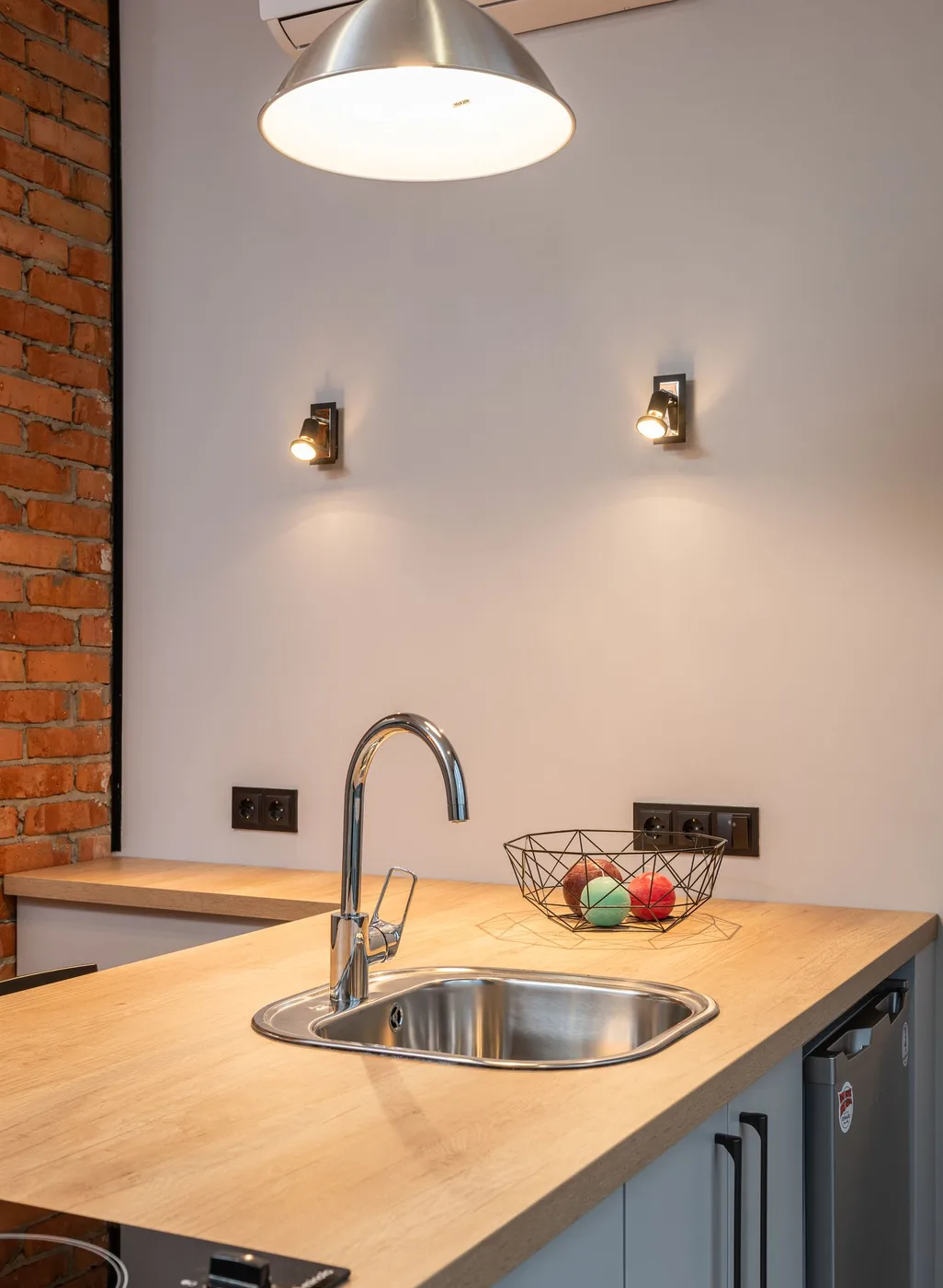 Kitchen counter and sink in a compact apartment